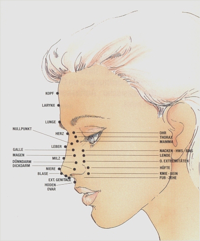 Reflexpunkte innen und auen an der Nase