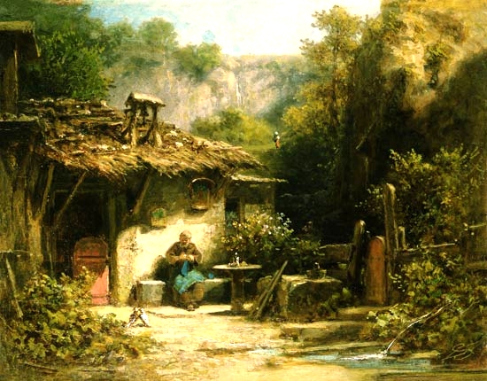 Bild: Carl Spitzweg - Strickender Einsiedler